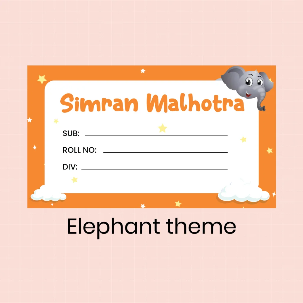 Cartoon Name Slip-Elephant 6
