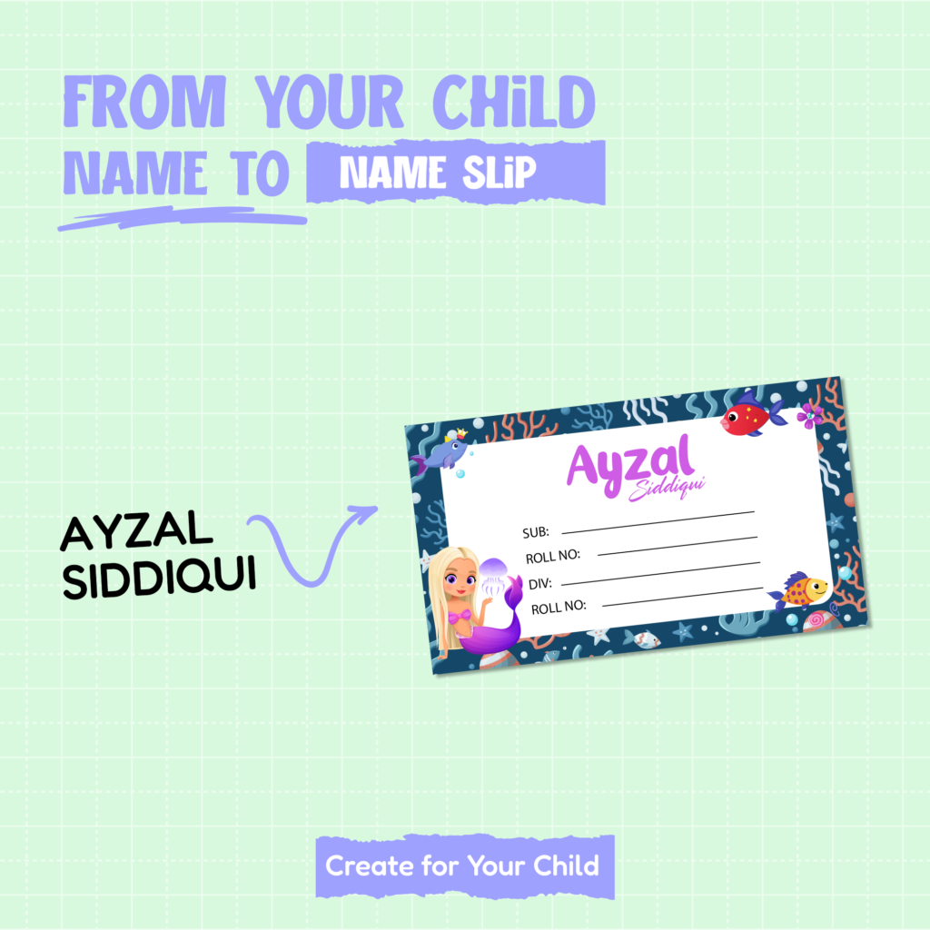 Cartoon Name Slip - Mermaid (Pack of 40)