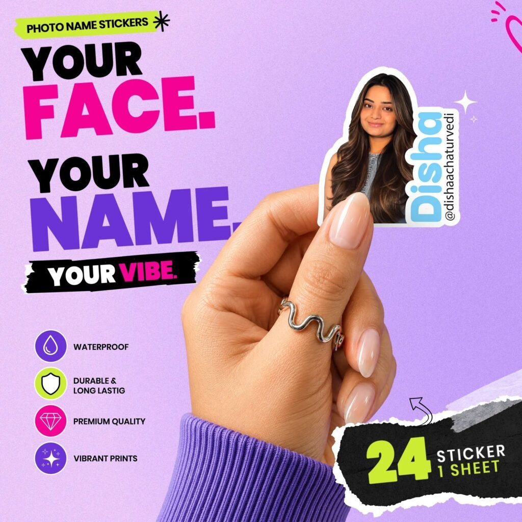 Photo Name Sticker - Style 1 (Pack of 24 Sticker)